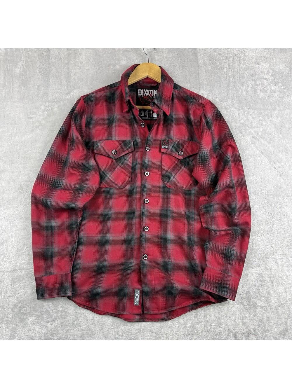 Dixxon Flannel Company Stick Of Fear Flannel Shirt Men's XS Red Plaid motorcycle